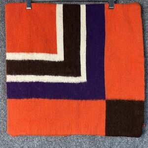 Wayra alpaca wool pillow case 18” mcm mod color block orange purple brown white